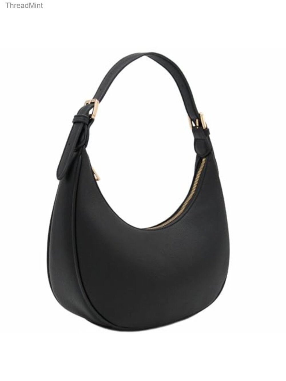 Faux Leather Crescent Shoulder Bag Underarm Purse with Adjustable Strap